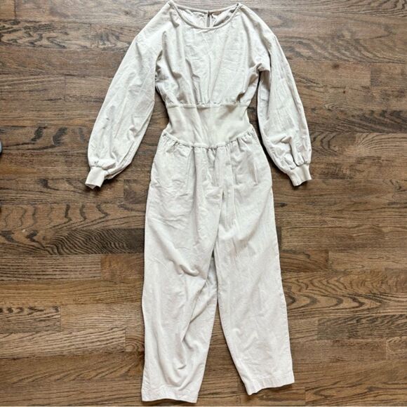 NWOT Free people Endless Summer Sonika Jumpsuit cotton long sleeve Sz XS Tan - Picture 2 of 11